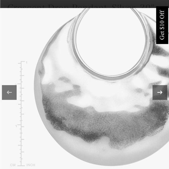 Silver Crescent Drop Pendant Necklace - Picture 6 of 7